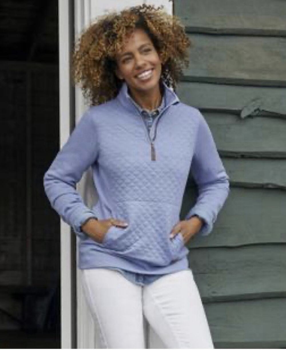 L.L. Bean Quilted 1/4 Zip Pullover Womens M Petite Purple Fleece Outdoor NWT